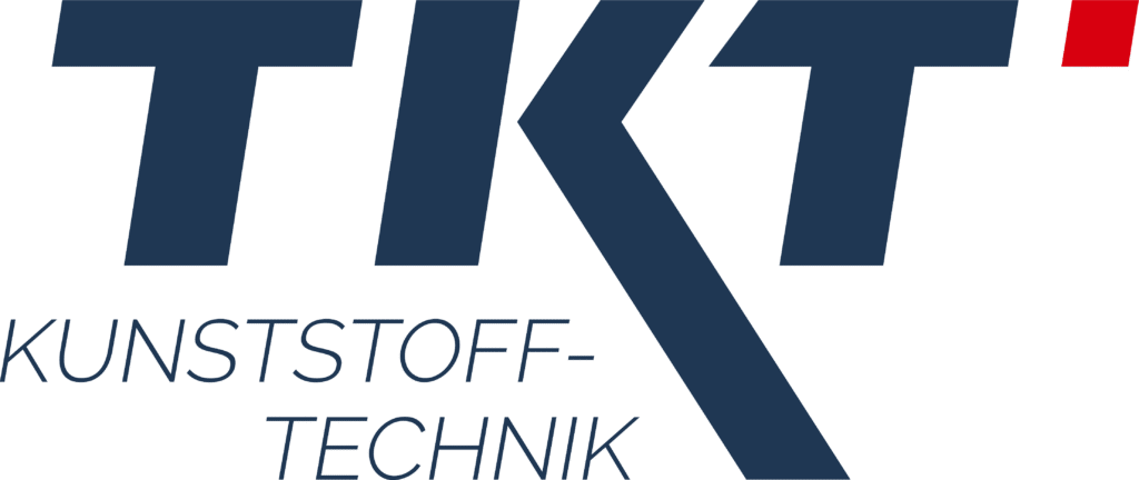 Logo mit den Buchstaben "TKT" in Blau und einem roten Punkt, darunter "KUNSTSTOFF-TECHNIK" in Blau.